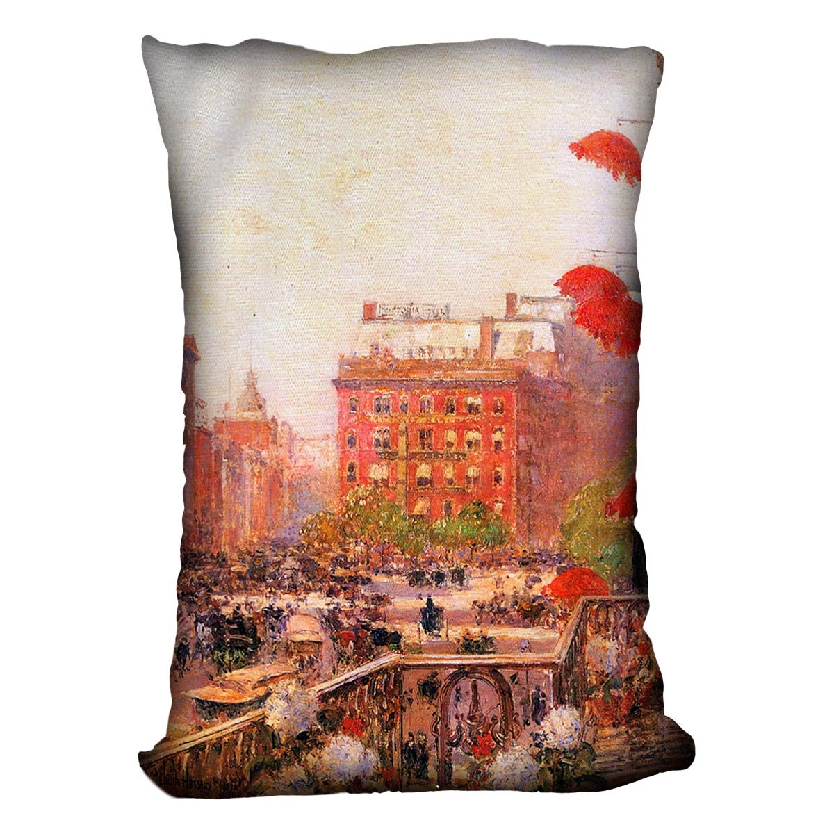 Broadway and Fifth Avenue by Hassam Cushion - Canvas Art Rocks - 4