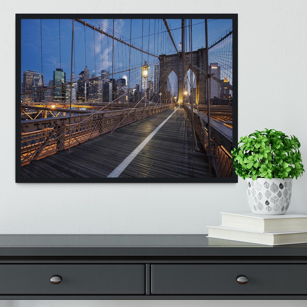 Brooklyn Bridge at sunrise Framed Print - Canvas Art Rocks - 2