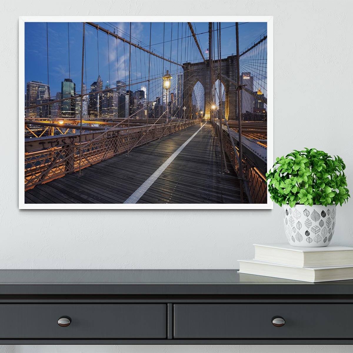 Brooklyn Bridge at sunrise Framed Print - Canvas Art Rocks -6