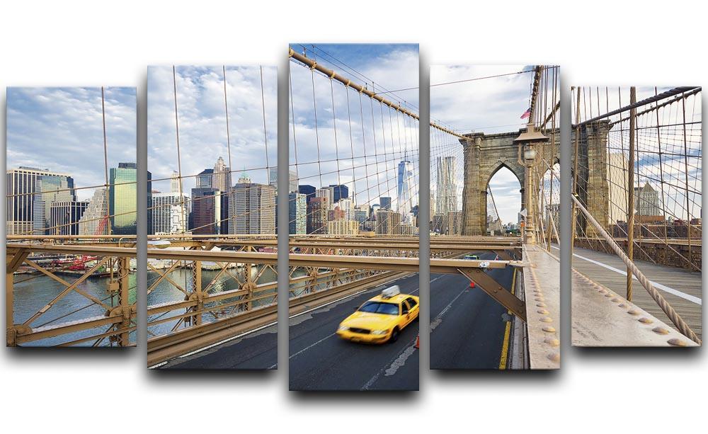Brooklyn Bridge in New York City 5 Split Panel Canvas  - Canvas Art Rocks - 1