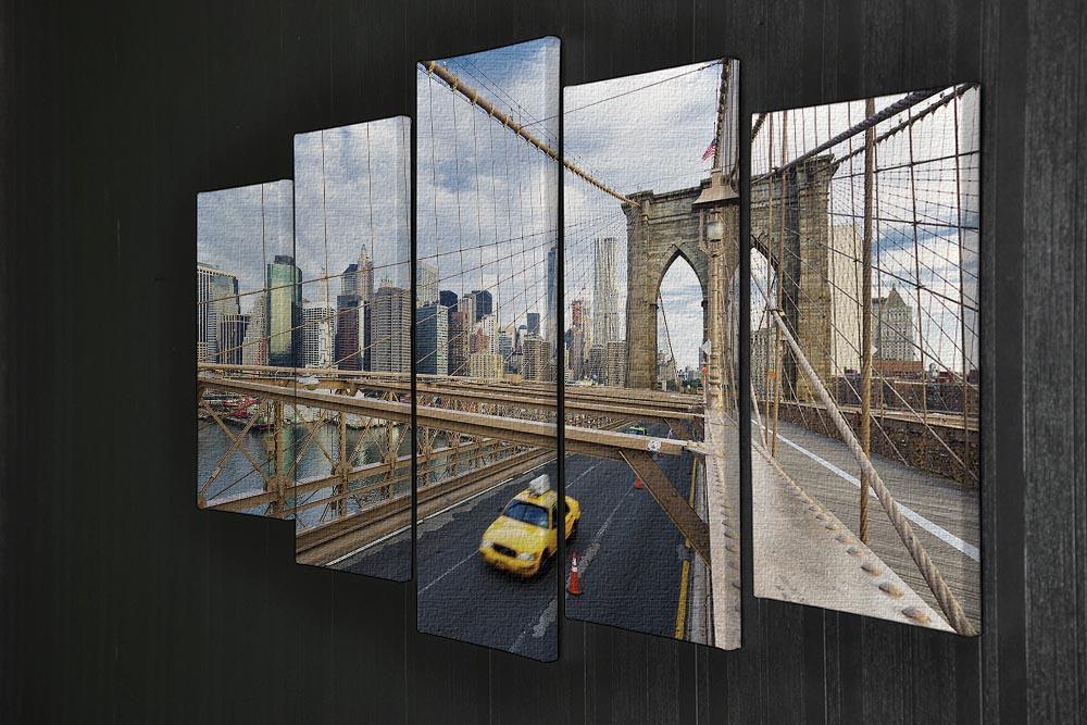 Brooklyn Bridge in New York City 5 Split Panel Canvas  - Canvas Art Rocks - 2