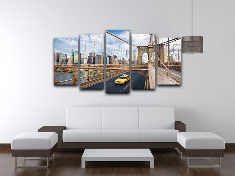 Brooklyn Bridge in New York City 5 Split Panel Canvas  - Canvas Art Rocks - 3