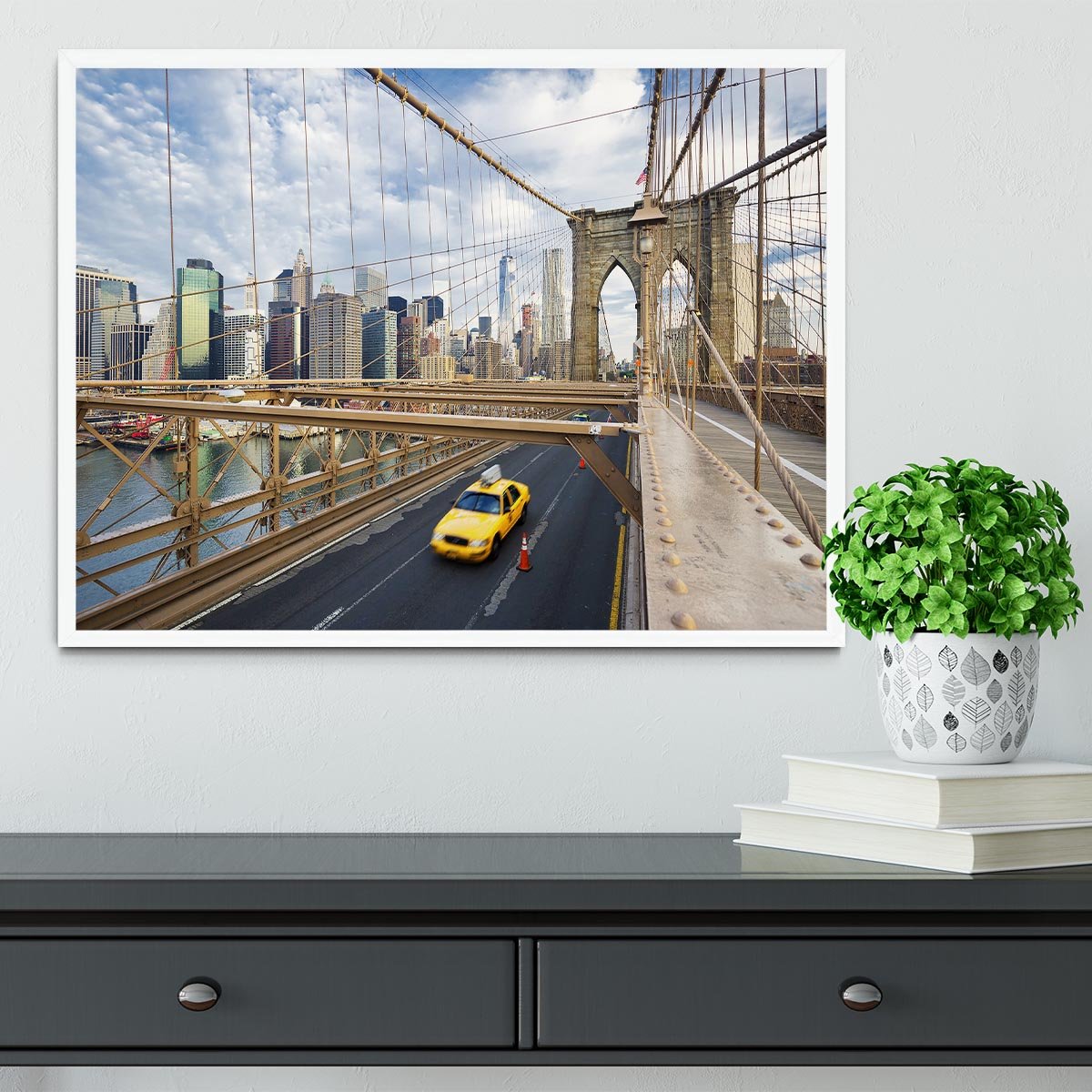 Brooklyn Bridge in New York City Framed Print - Canvas Art Rocks -6