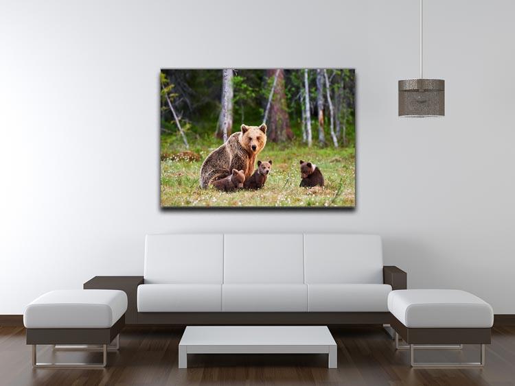 Brown mother bear protecting her cubs Canvas Print or Poster - Canvas Art Rocks - 4