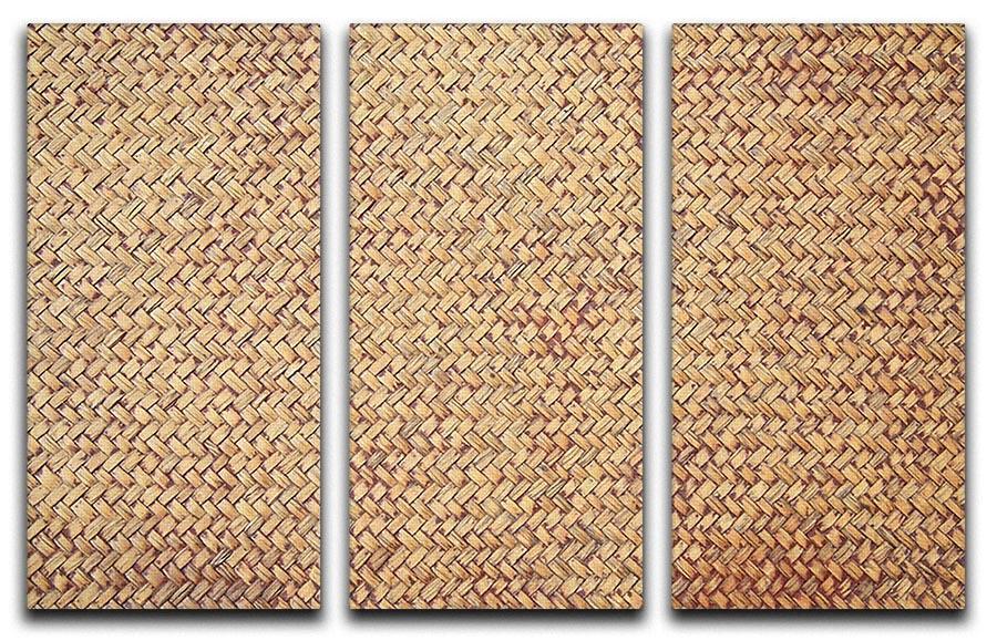 Brown rattan weave 3 Split Panel Canvas Print - Canvas Art Rocks - 1