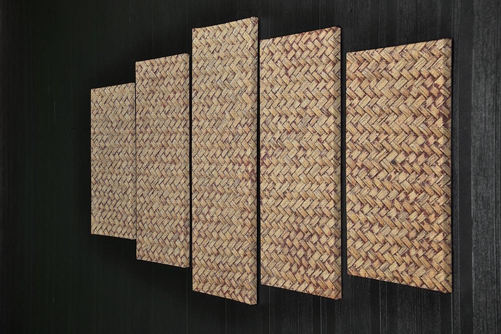 Brown rattan weave 5 Split Panel Canvas  - Canvas Art Rocks - 2