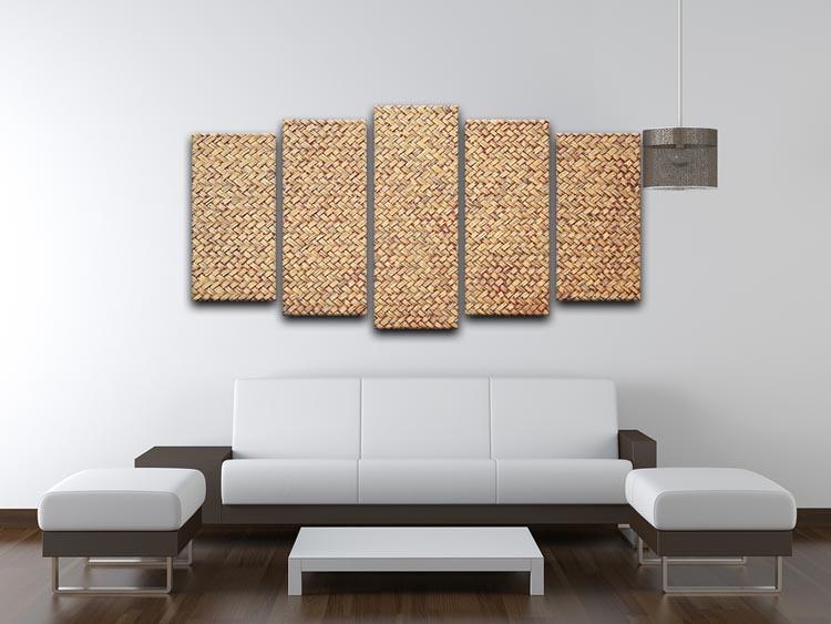 Brown rattan weave 5 Split Panel Canvas  - Canvas Art Rocks - 3