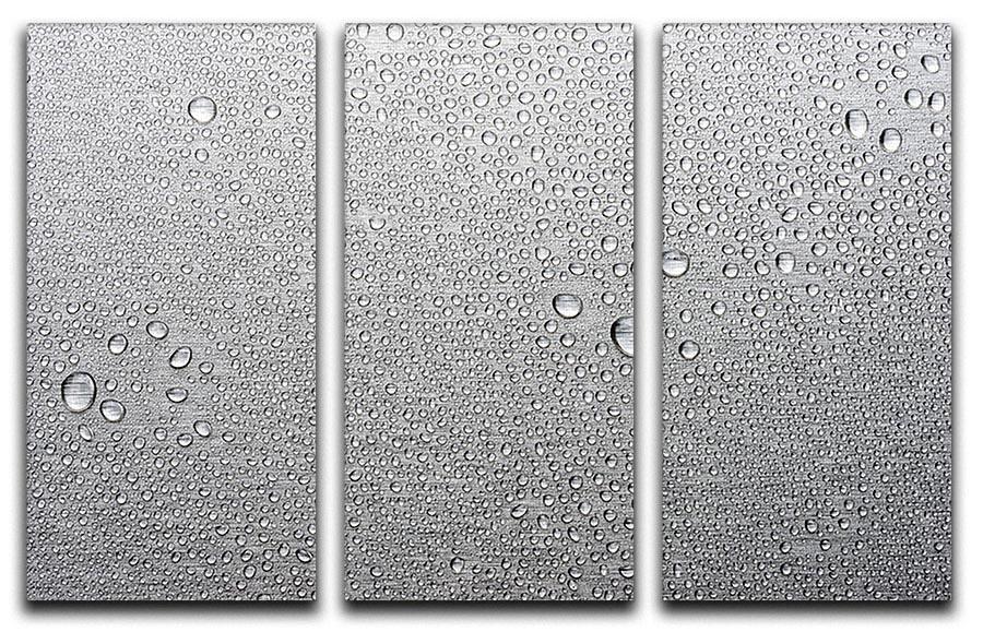 Brushed metal surface with water 3 Split Panel Canvas Print - Canvas Art Rocks - 1