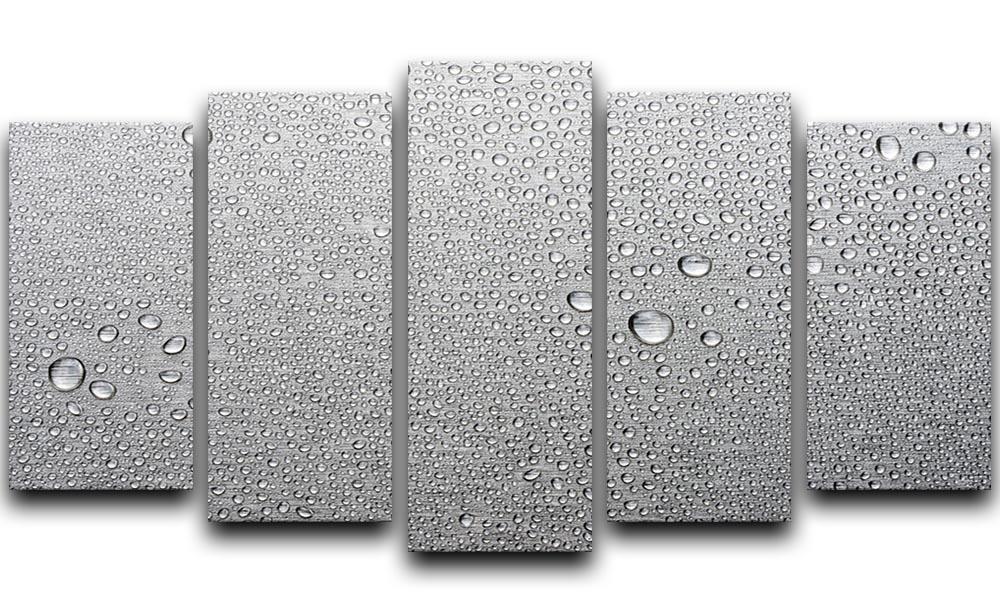 Brushed metal surface with water 5 Split Panel Canvas - Canvas Art Rocks - 1