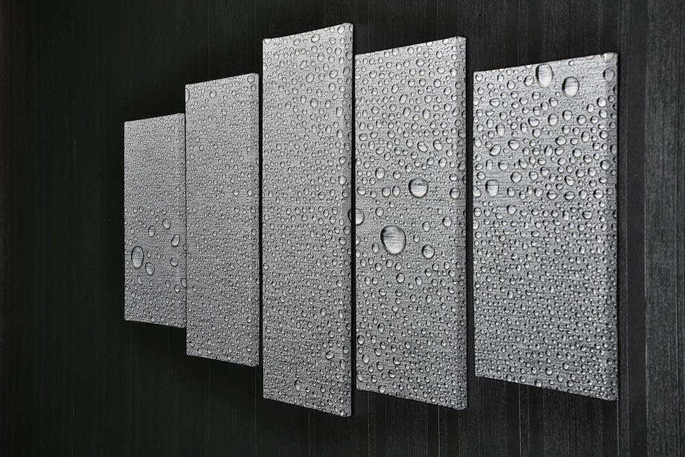 Brushed metal surface with water 5 Split Panel Canvas - Canvas Art Rocks - 2