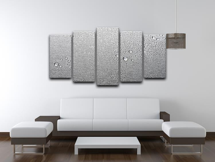 Brushed metal surface with water 5 Split Panel Canvas - Canvas Art Rocks - 3