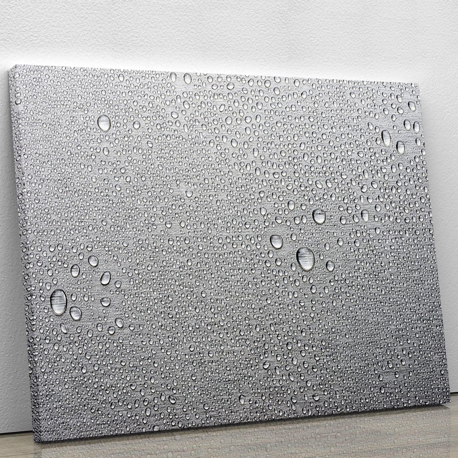 Brushed metal surface with water Canvas Print or Poster