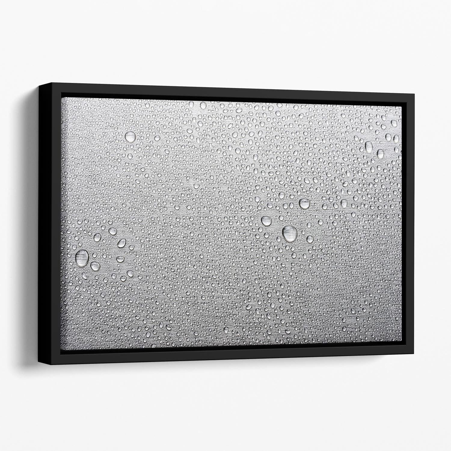 Brushed metal surface with water Floating Framed Canvas - Canvas Art Rocks - 1