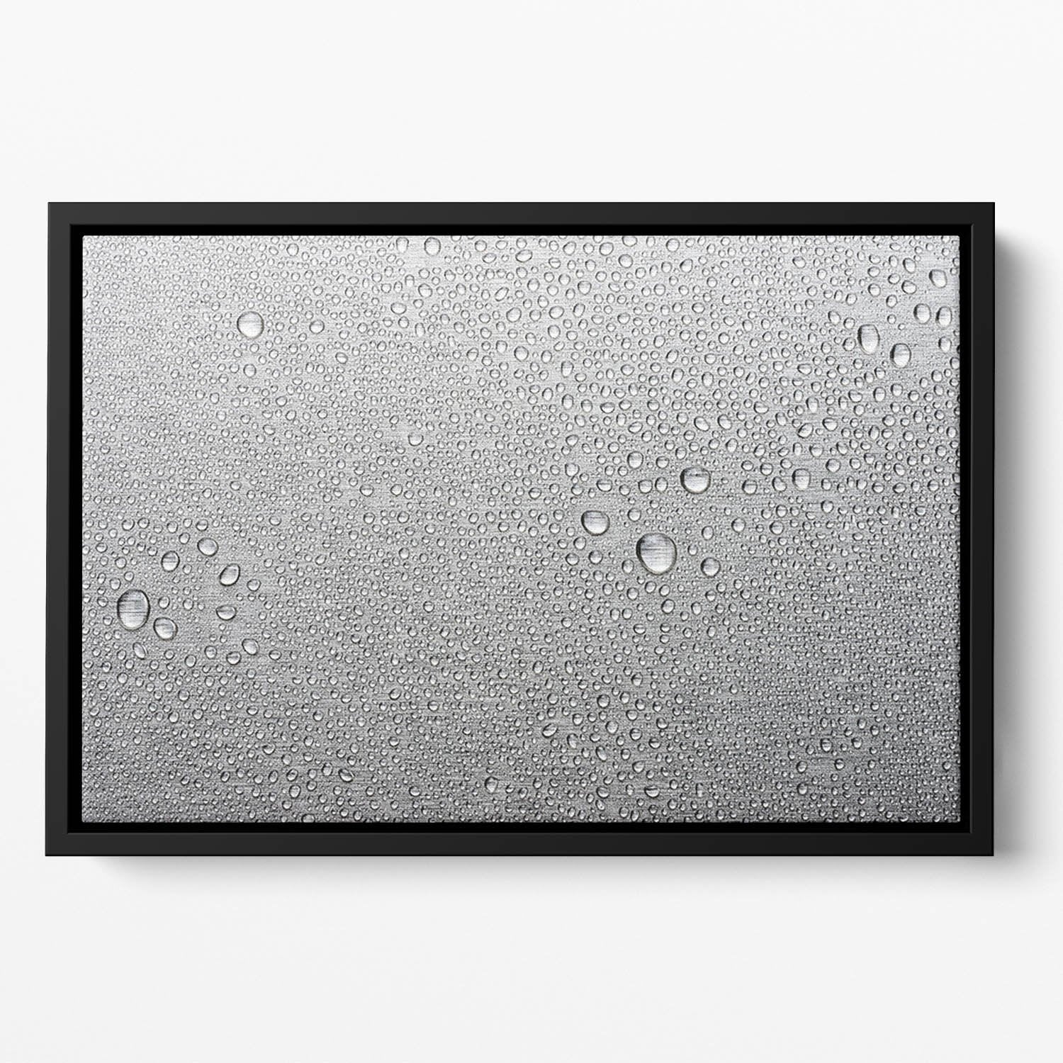 Brushed metal surface with water Floating Framed Canvas