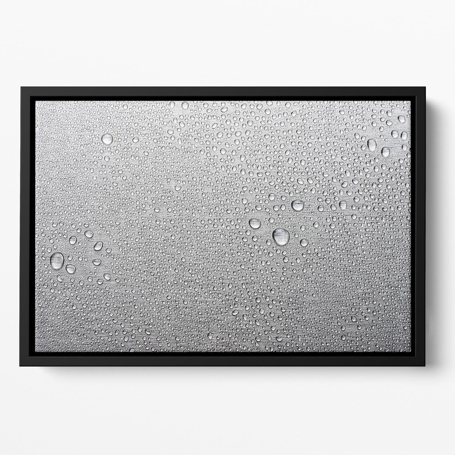 Brushed metal surface with water Floating Framed Canvas - Canvas Art Rocks - 2