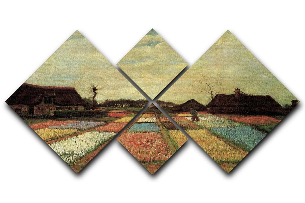 Bulb Fields by Van Gogh 4 Square Multi Panel Canvas  - Canvas Art Rocks - 1