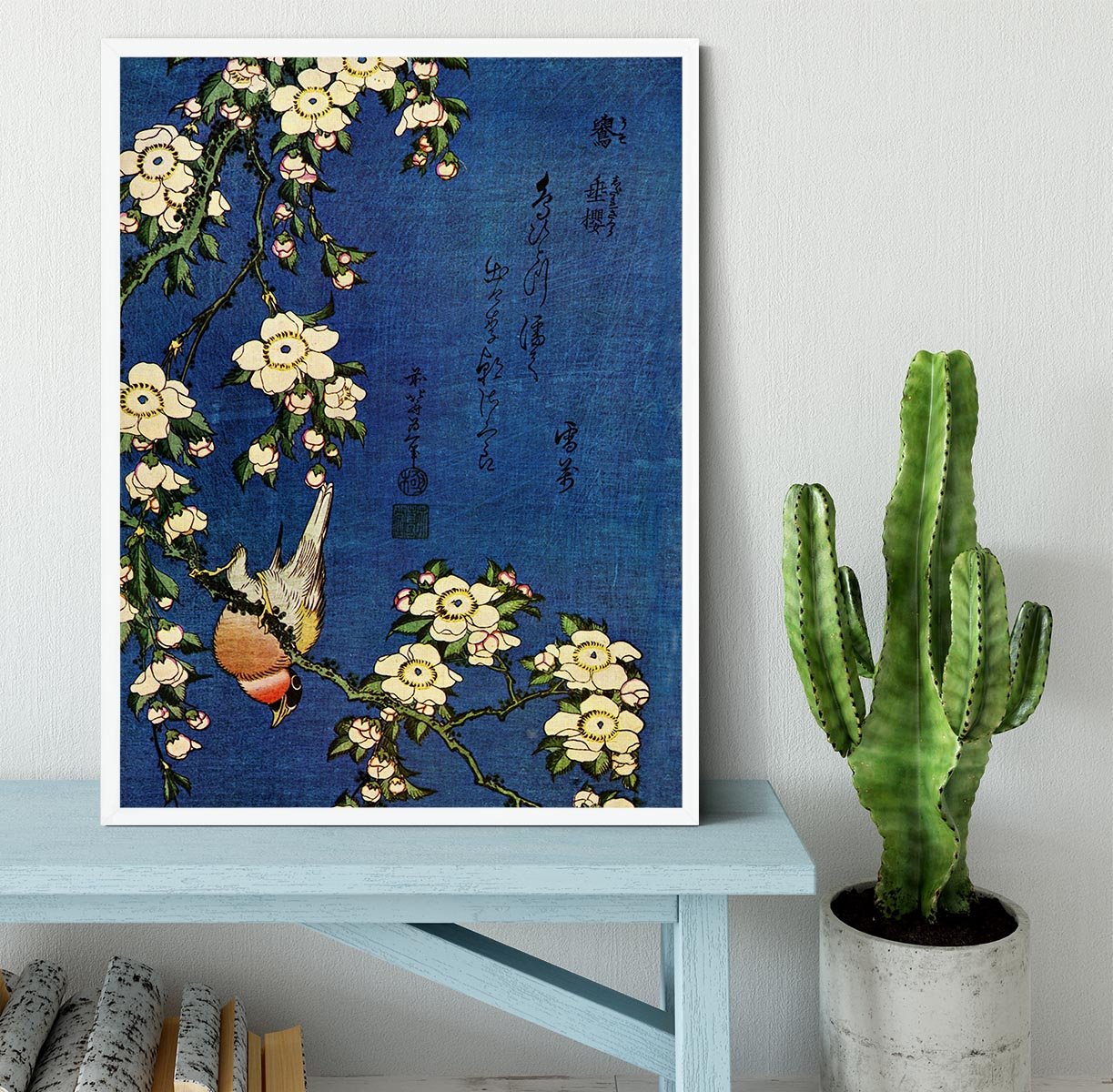 Bullfinch and drooping cherry by Hokusai Framed Print - Canvas Art Rocks -6