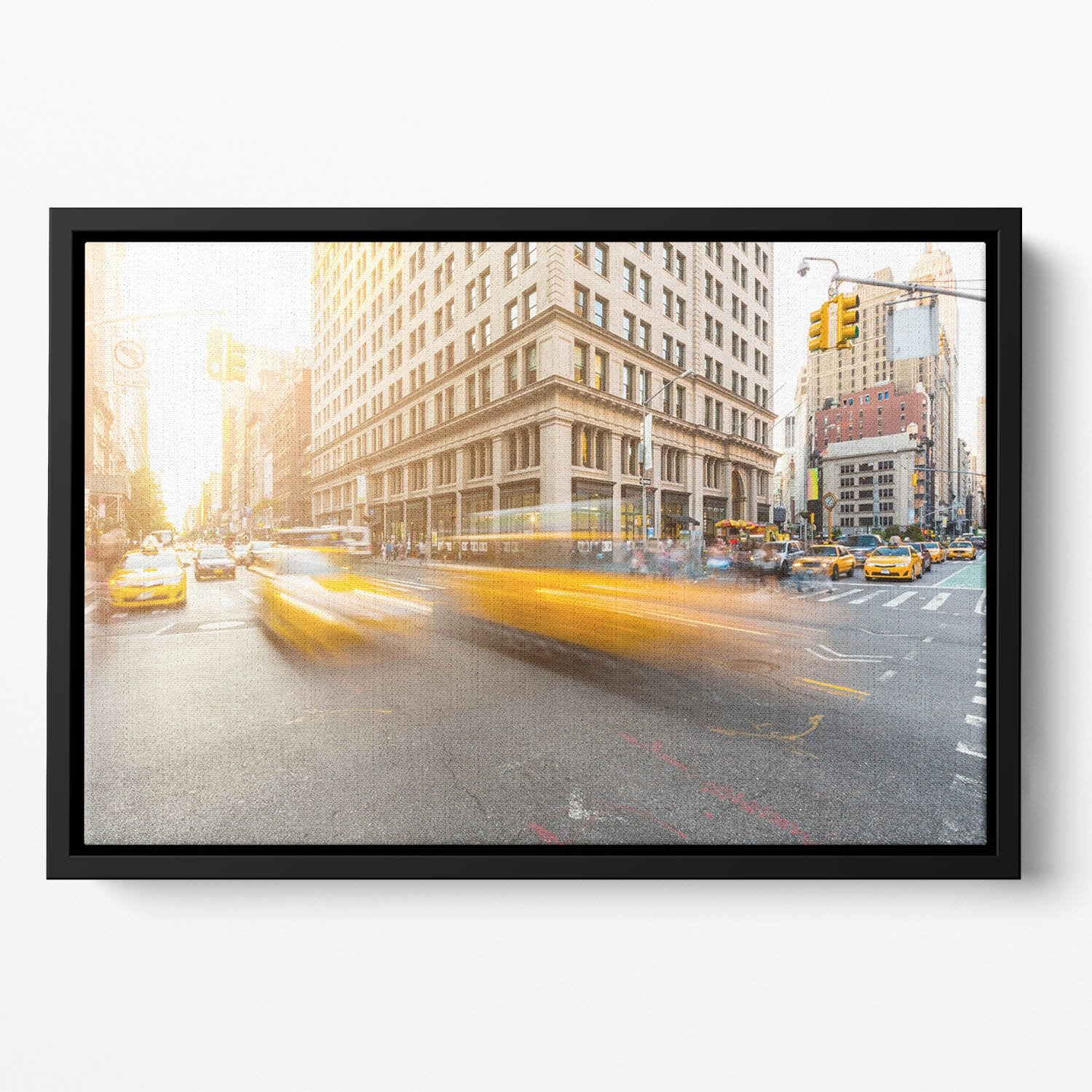 Busy road intersection in Manhattan Floating Framed Canvas