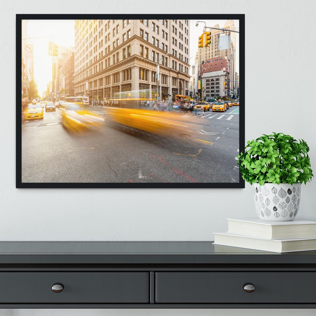 Busy road intersection in Manhattan Framed Print - Canvas Art Rocks - 2