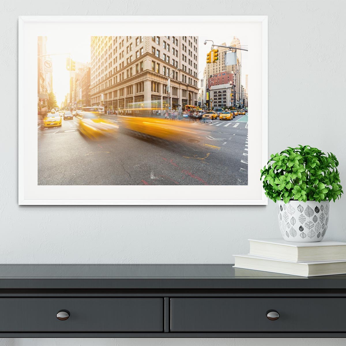 Busy road intersection in Manhattan Framed Print - Canvas Art Rocks - 5