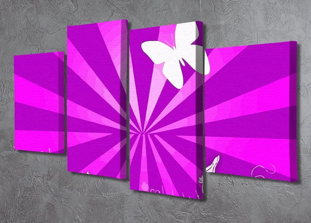 Butterfly Abstract 4 Split Panel Canvas - Canvas Art Rocks - 2