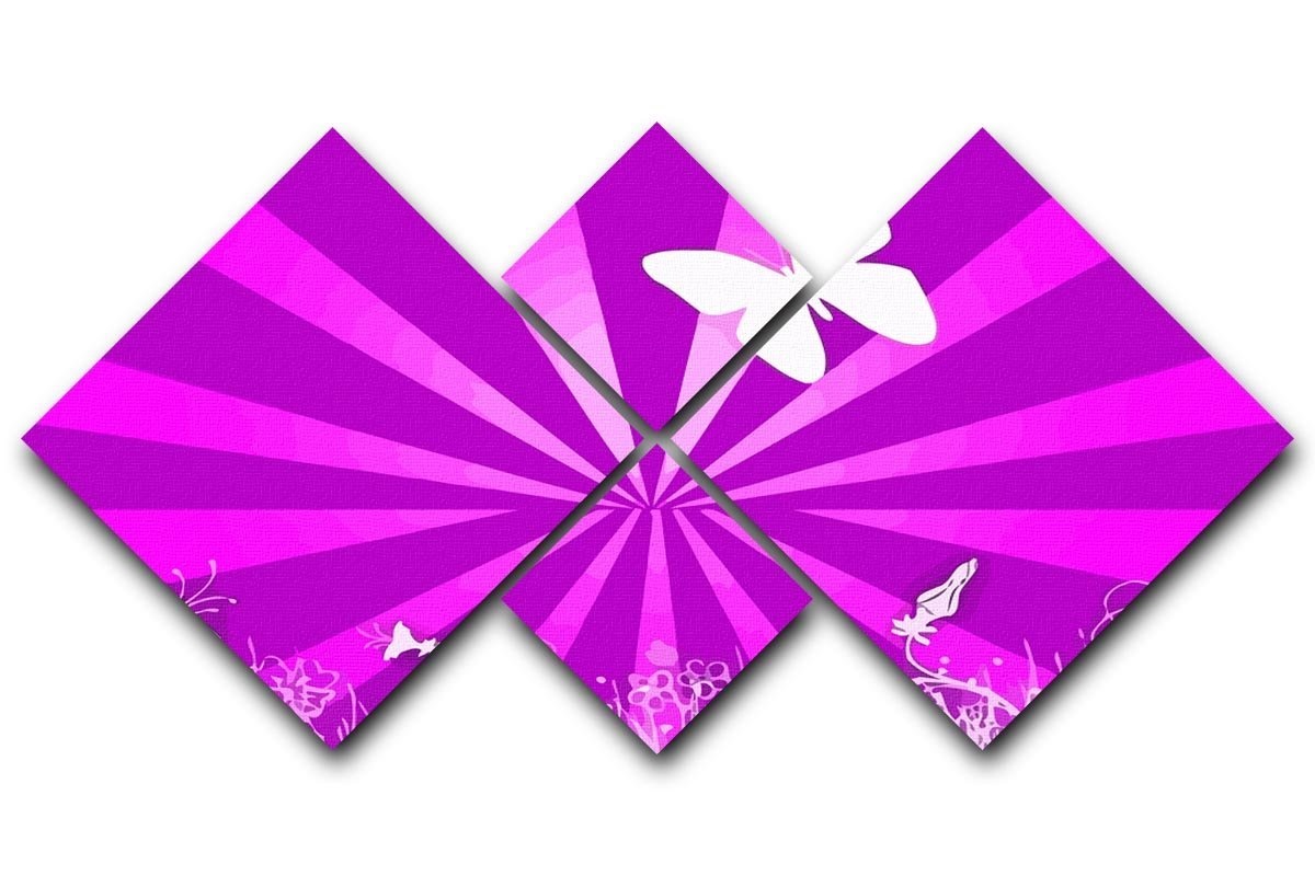 Butterfly Abstract 4 Square Multi Panel Canvas  - Canvas Art Rocks - 1