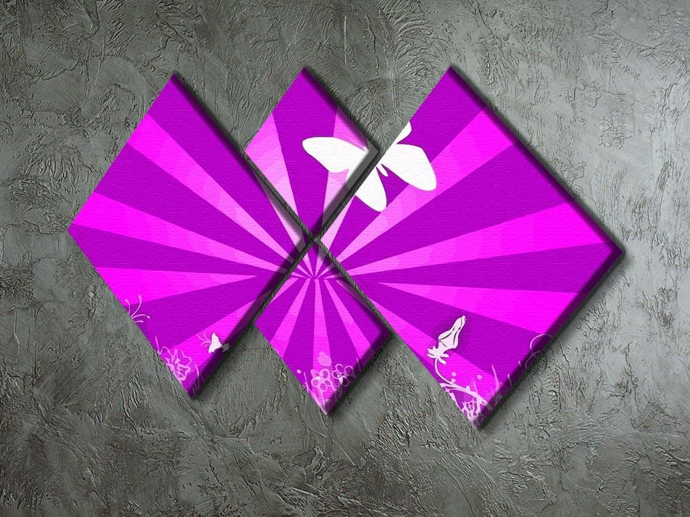 Butterfly Abstract 4 Square Multi Panel Canvas - Canvas Art Rocks - 2