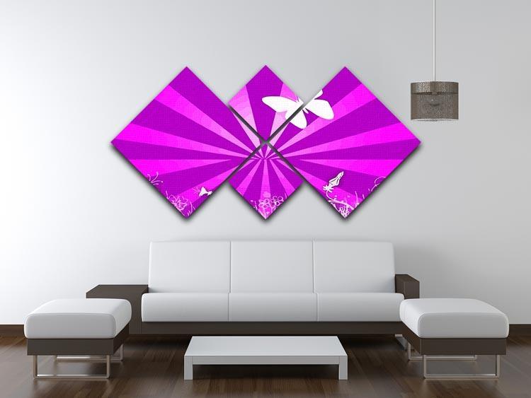 Butterfly Abstract 4 Square Multi Panel Canvas - Canvas Art Rocks - 3