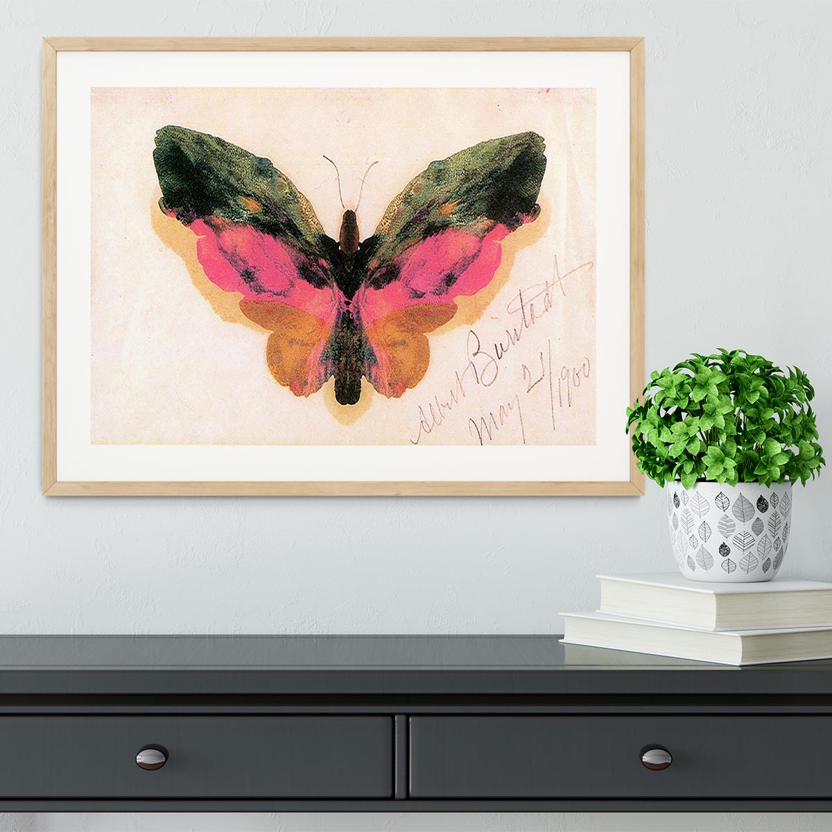 Butterfly by Bierstadt Framed Print - Canvas Art Rocks - 3