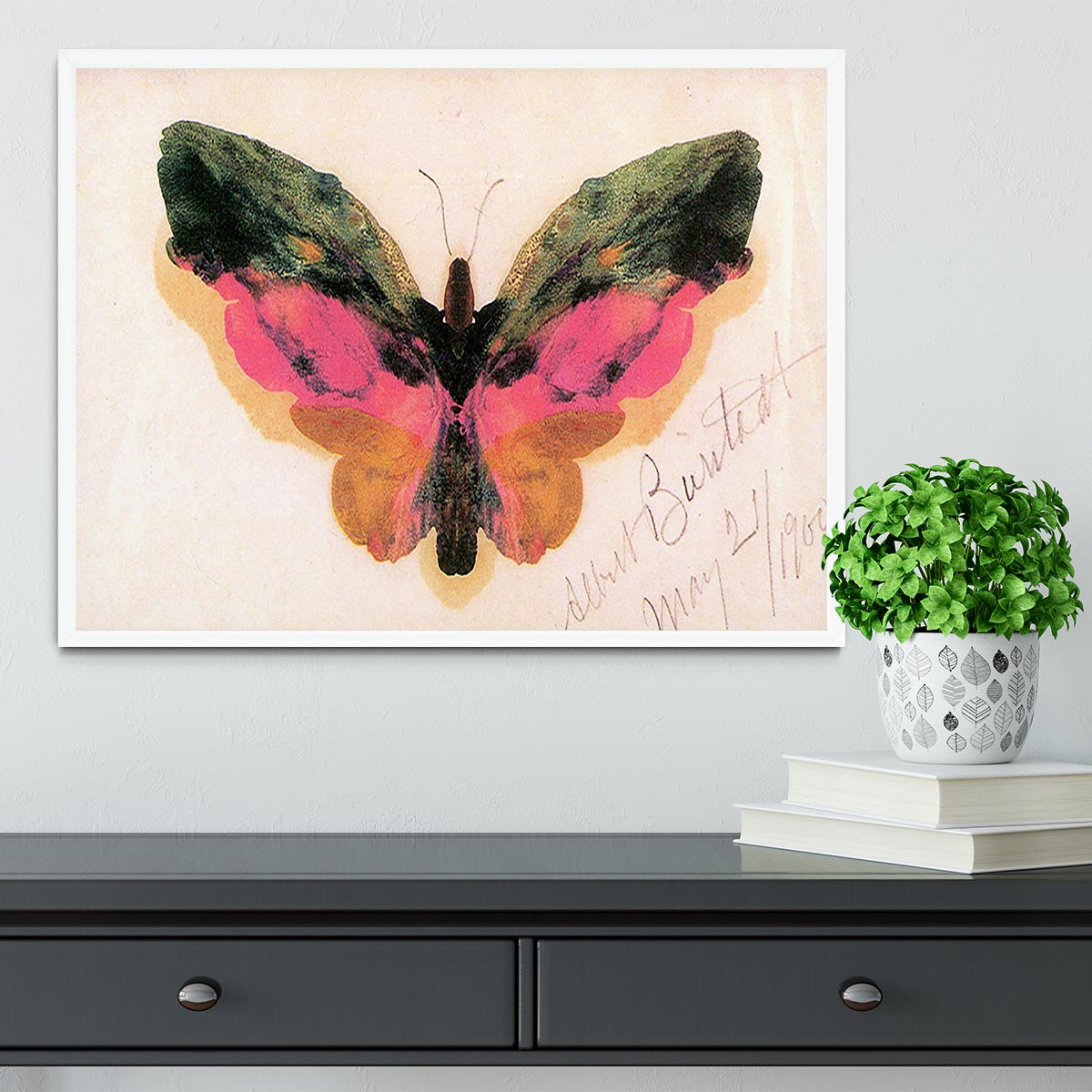 Butterfly by Bierstadt Framed Print - Canvas Art Rocks -6