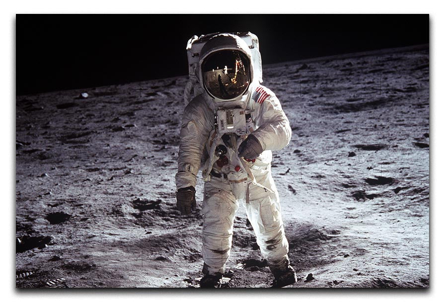 Buzz Aldrin Astronaut Man On Moon Print - Canvas Art Rocks - 1