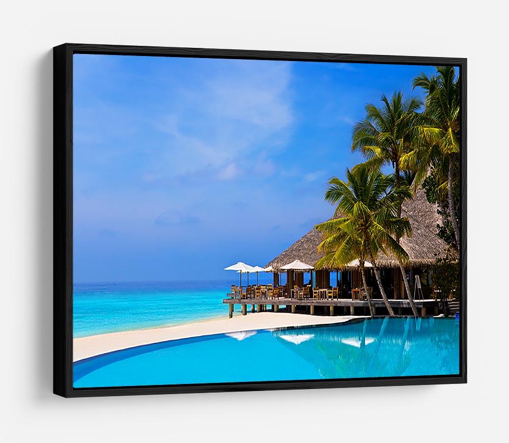 Cafe and pool on a tropical beach HD Metal Print - Canvas Art Rocks - 6
