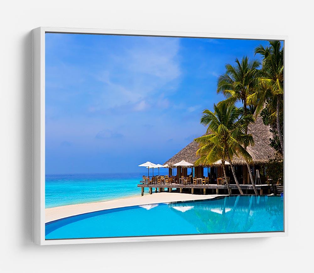 Cafe and pool on a tropical beach HD Metal Print - Canvas Art Rocks - 7