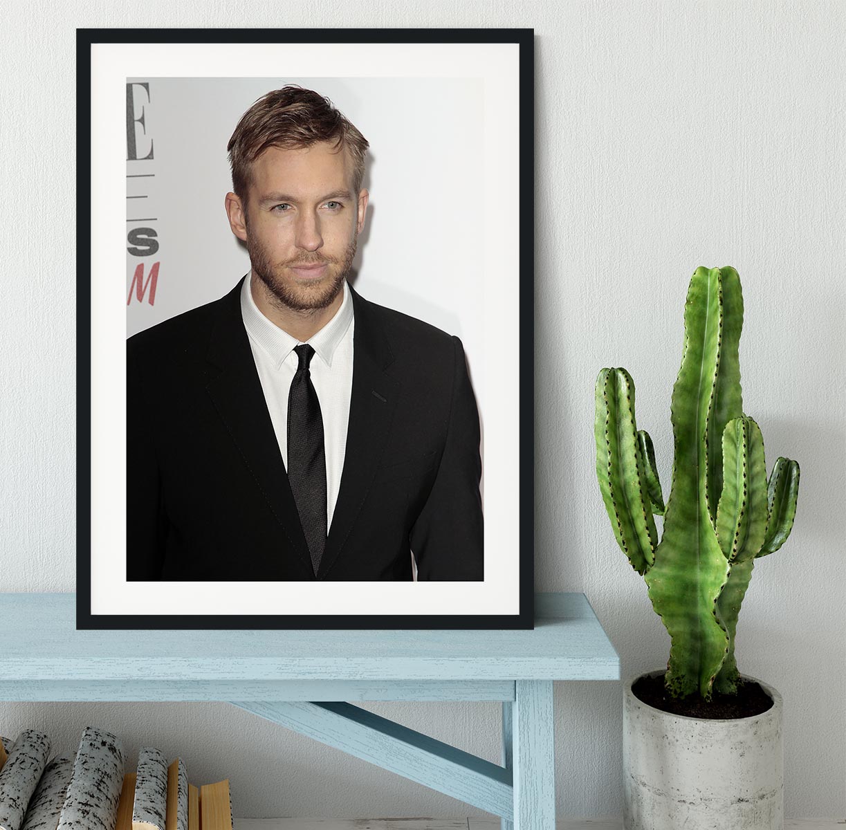 Calvin Harris in a tie Framed Print - Canvas Art Rocks - 1