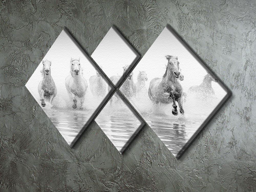 Camargue Horses 4 Square Multi Panel Canvas - Canvas Art Rocks - 2