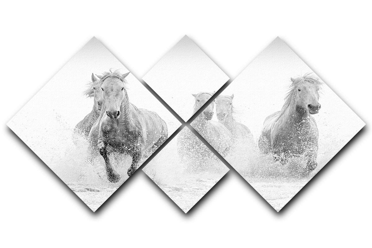 Camargue Horses running 4 Square Multi Panel Canvas - Canvas Art Rocks - 1