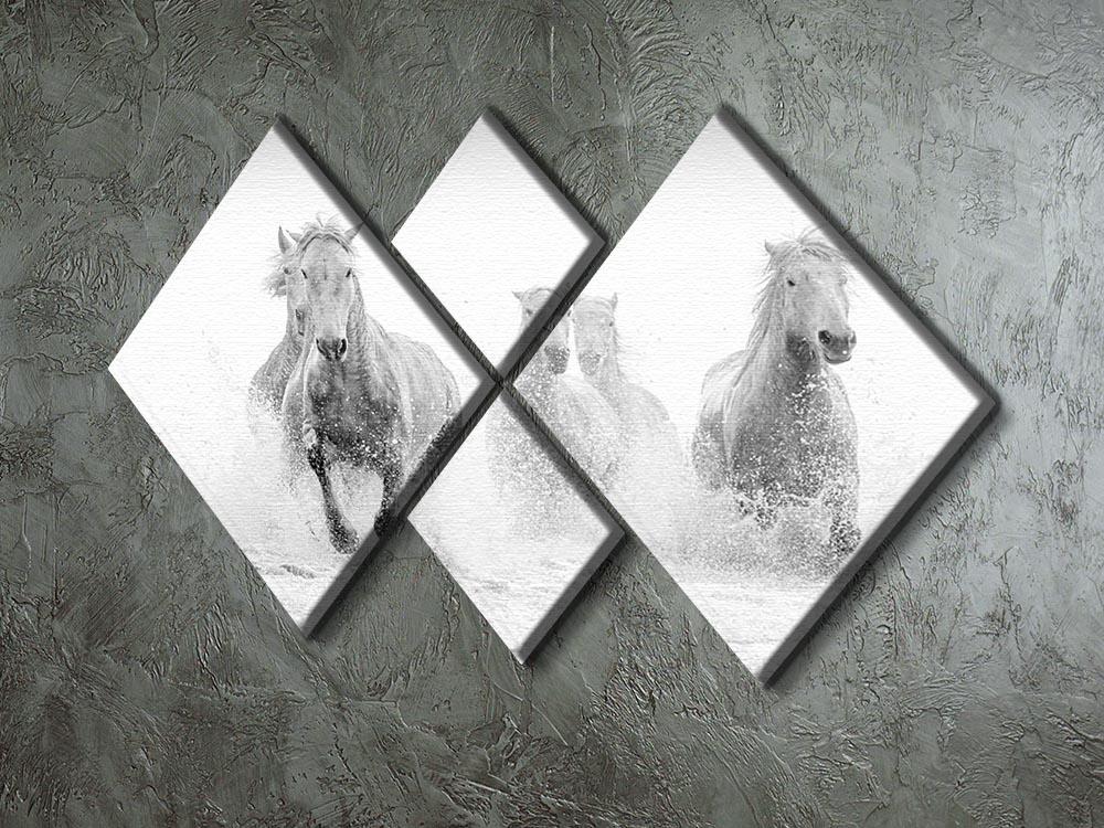 Camargue Horses running 4 Square Multi Panel Canvas - Canvas Art Rocks - 2