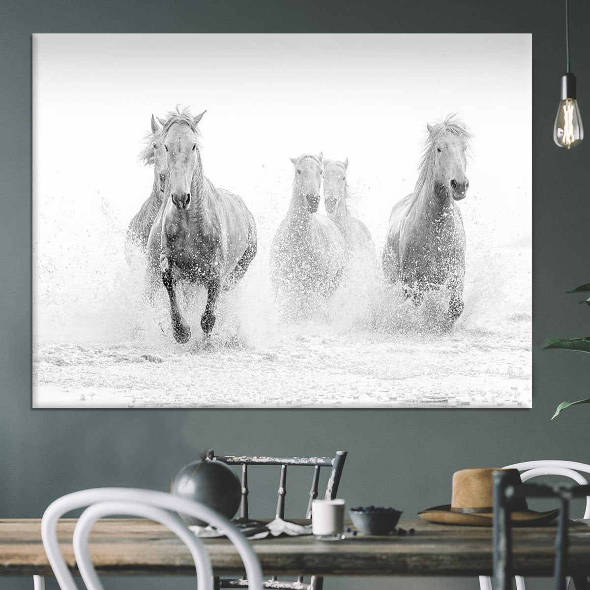 Camargue Horses running Canvas Print or Poster