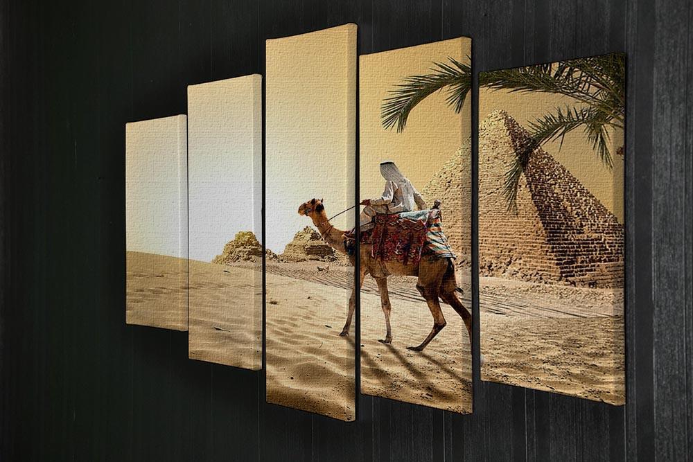 Camel near pyramids desert of Egypt 5 Split Panel Canvas  - Canvas Art Rocks - 2