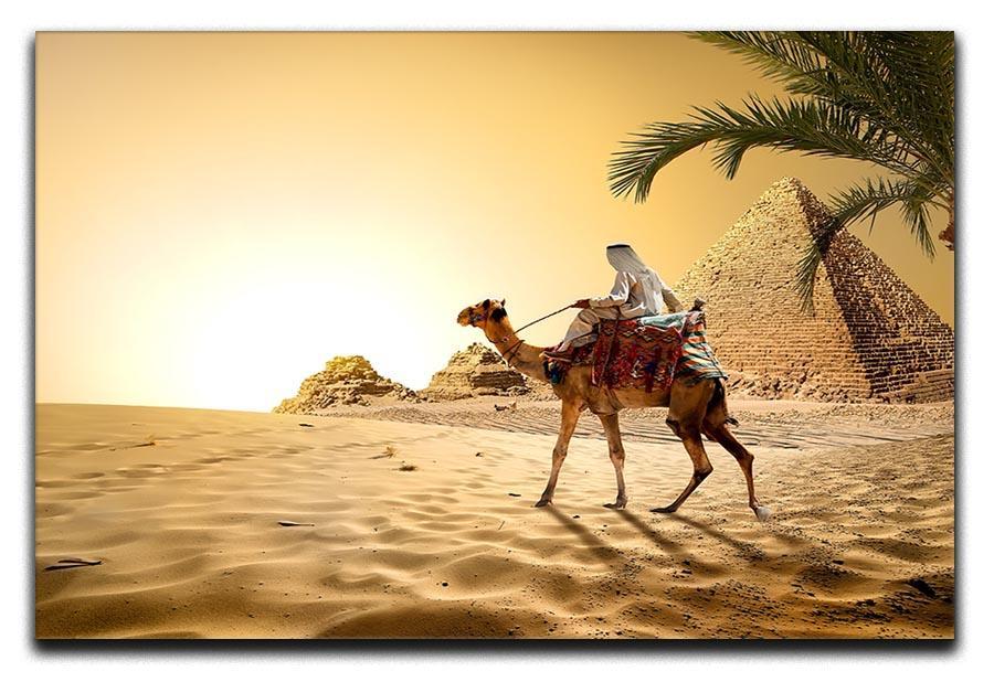 Camel near pyramids desert of Egypt Canvas Print or Poster  - Canvas Art Rocks - 1