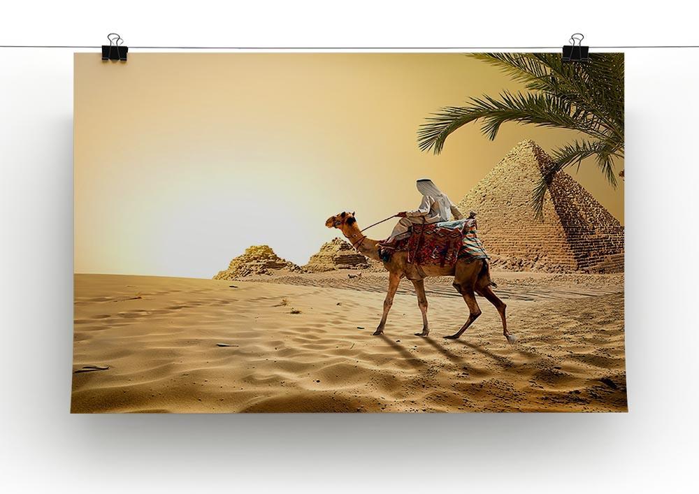 Camel near pyramids desert of Egypt Canvas Print or Poster - Canvas Art Rocks - 2