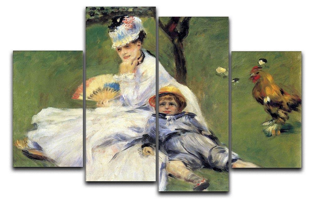 Camille Monet and her son Jean in the garden of Argenteuil by Renoir 4 Split Panel Canvas  - Canvas Art Rocks - 1