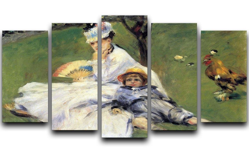 Camille Monet and her son Jean in the garden of Argenteuil by Renoir 5 Split Panel Canvas  - Canvas Art Rocks - 1