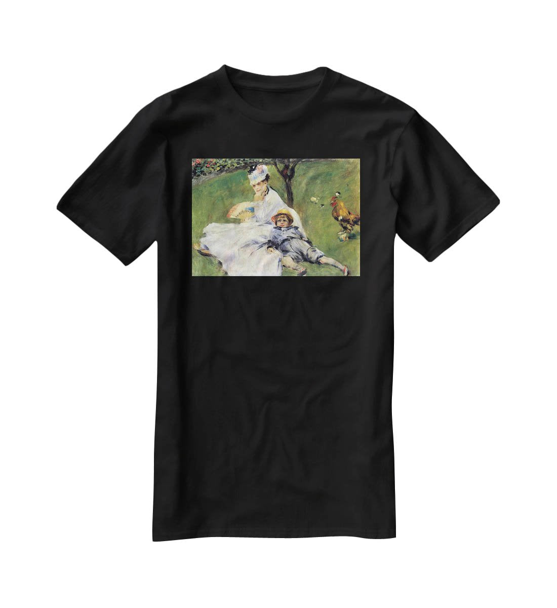 Camille Monet and her son Jean in the garden of Argenteuil by Renoir T-Shirt - Canvas Art Rocks - 1
