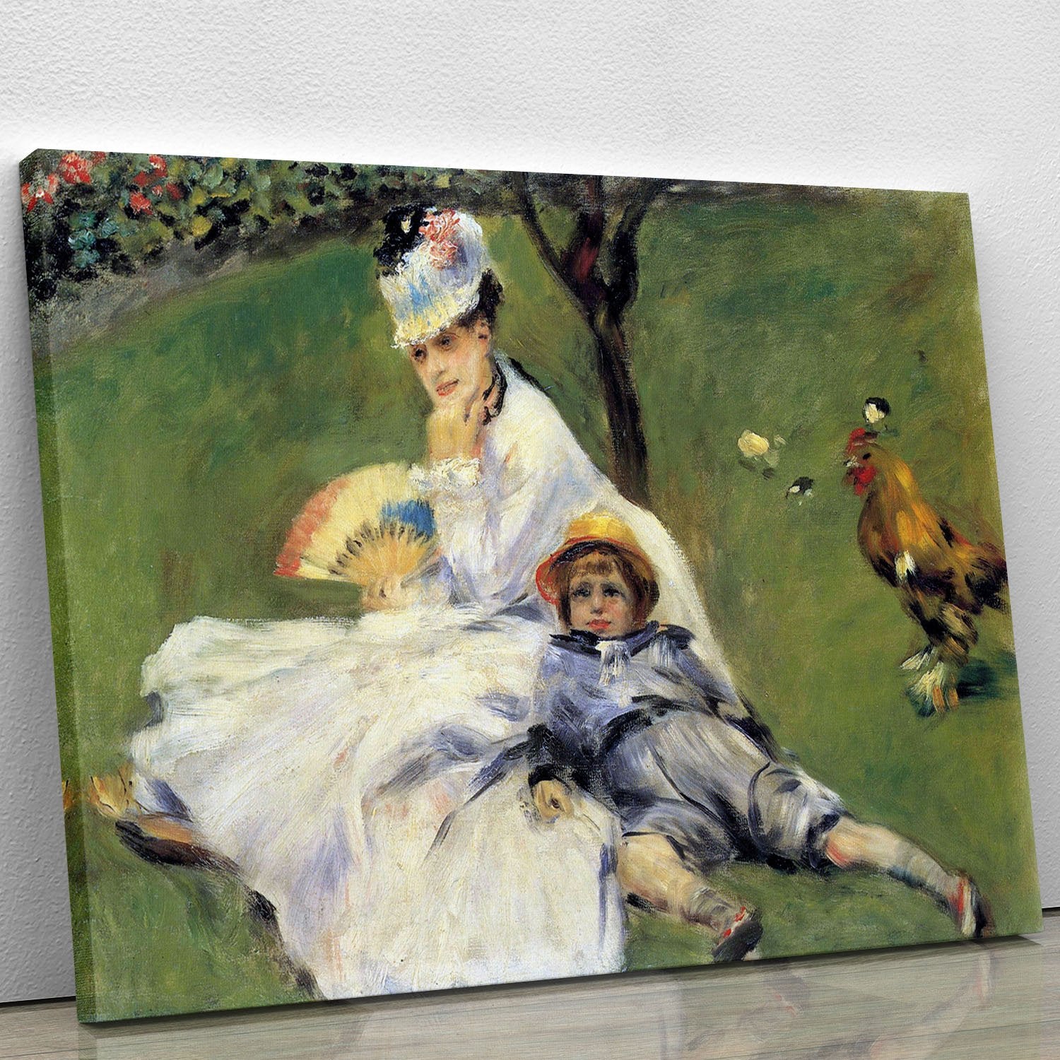 Camille Monet and her son Jean in the garden of Argenteuil by Renoir Canvas Print or Poster
