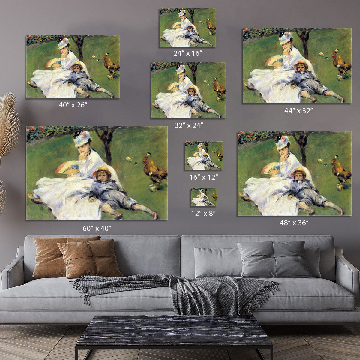 Camille Monet and her son Jean in the garden of Argenteuil by Renoir Canvas Print or Poster - Canvas Art Rocks - 7