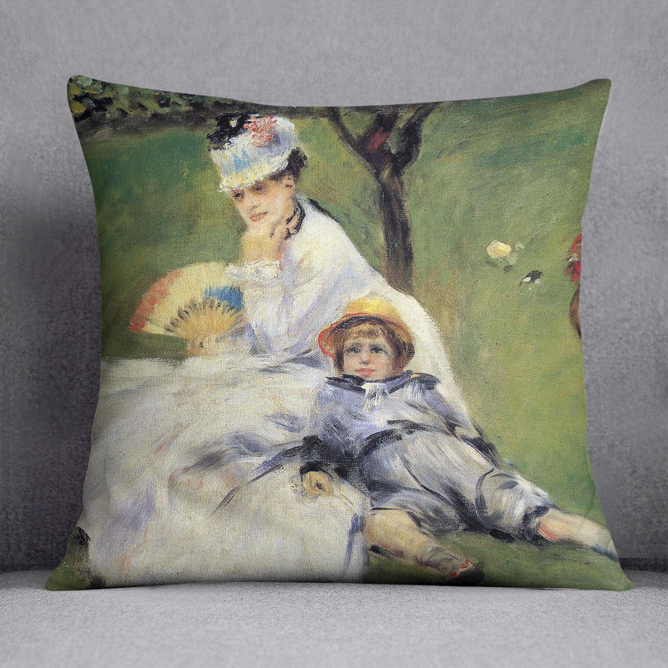 Camille Monet and her son Jean in the garden of Argenteuil by Renoir Throw Pillow