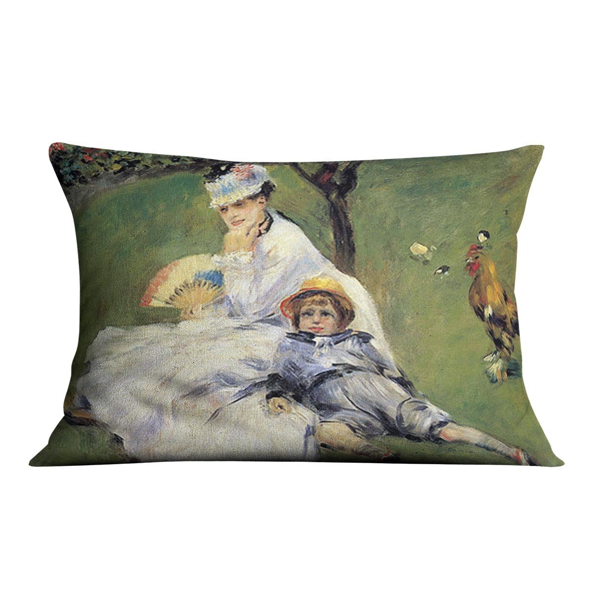 Camille Monet and her son Jean in the garden of Argenteuil by Renoir Throw Pillow