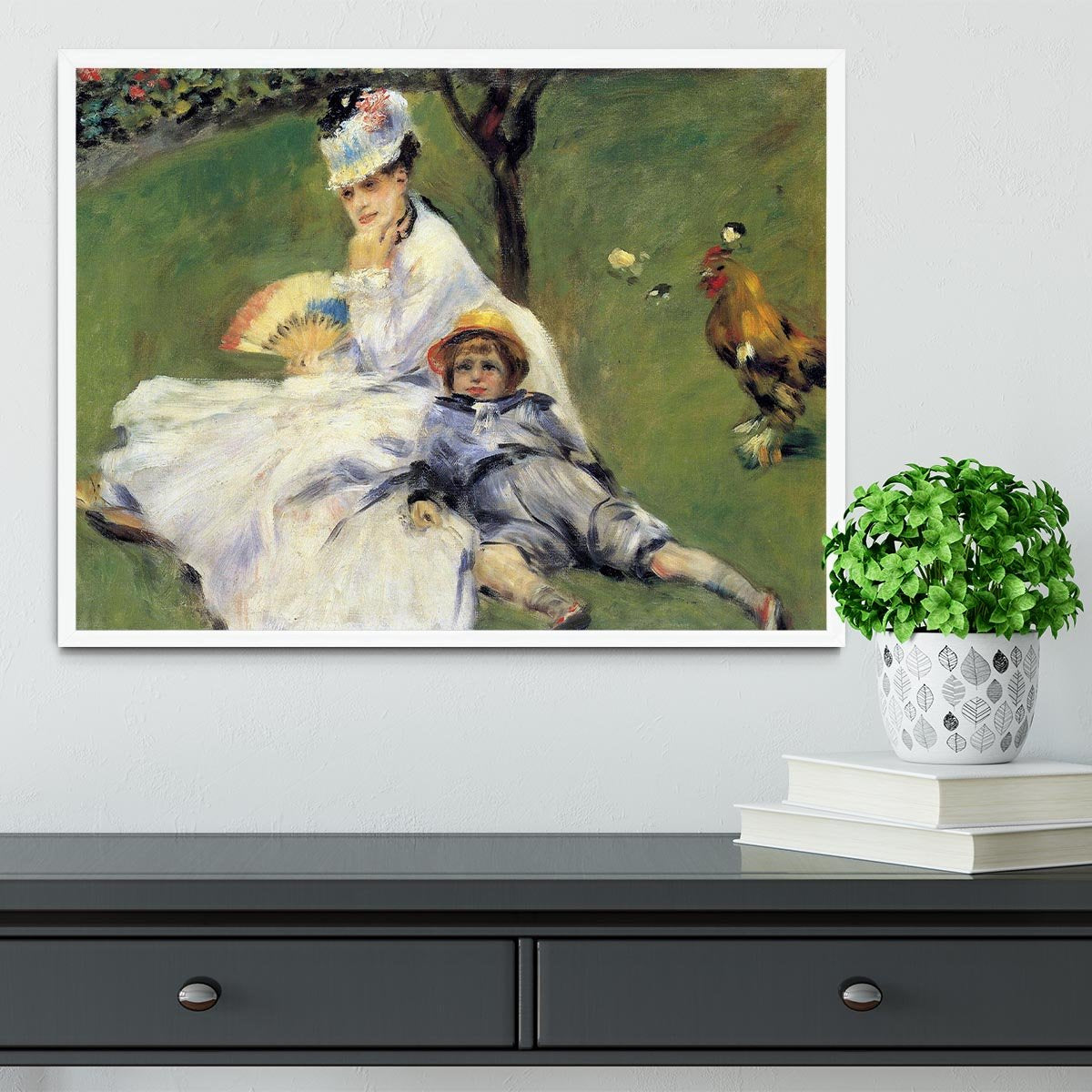 Camille Monet and her son Jean in the garden of Argenteuil by Renoir Framed Print - Canvas Art Rocks -6