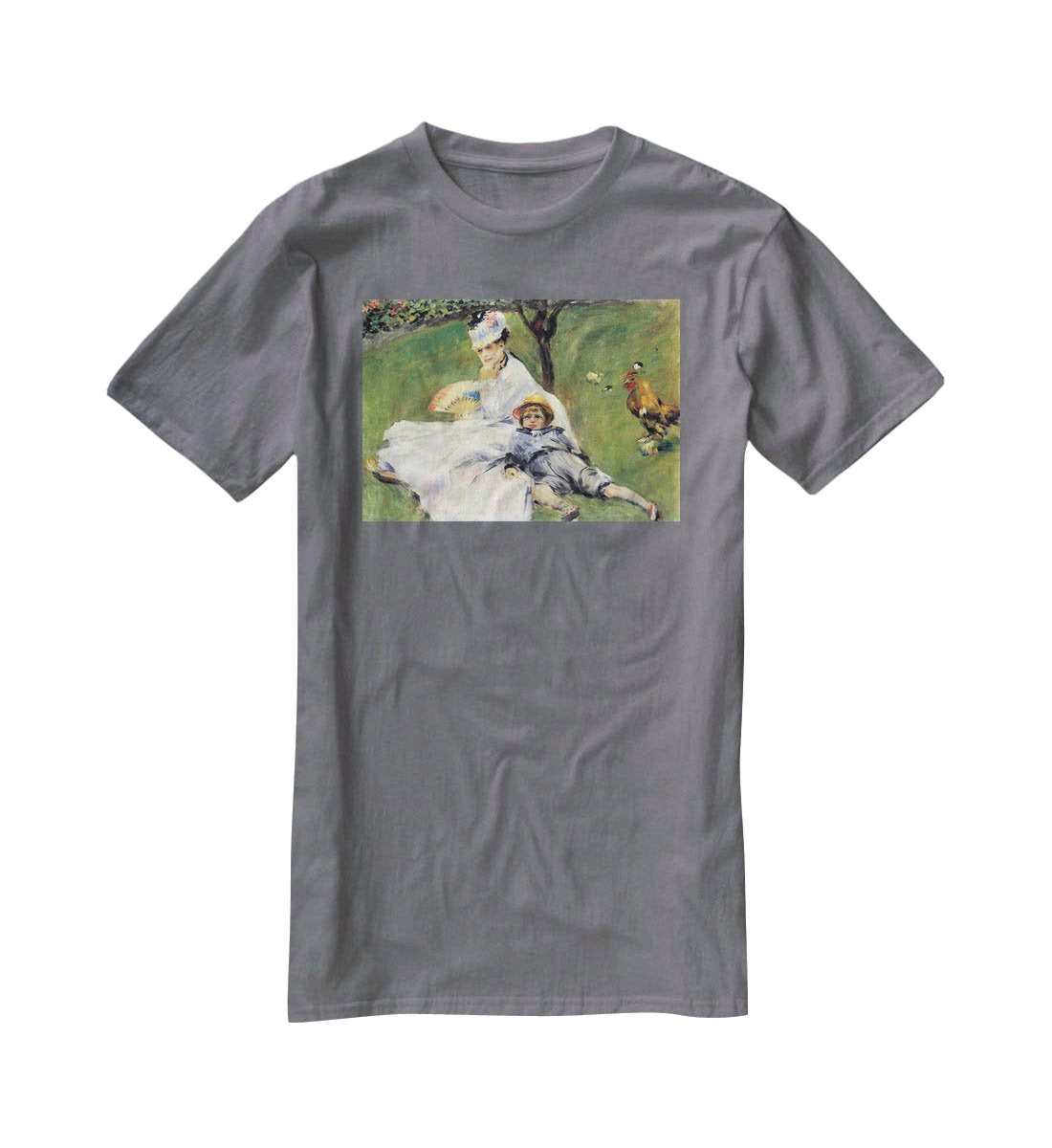 Camille Monet and her son Jean in the garden of Argenteuil by Renoir T-Shirt - Canvas Art Rocks - 3
